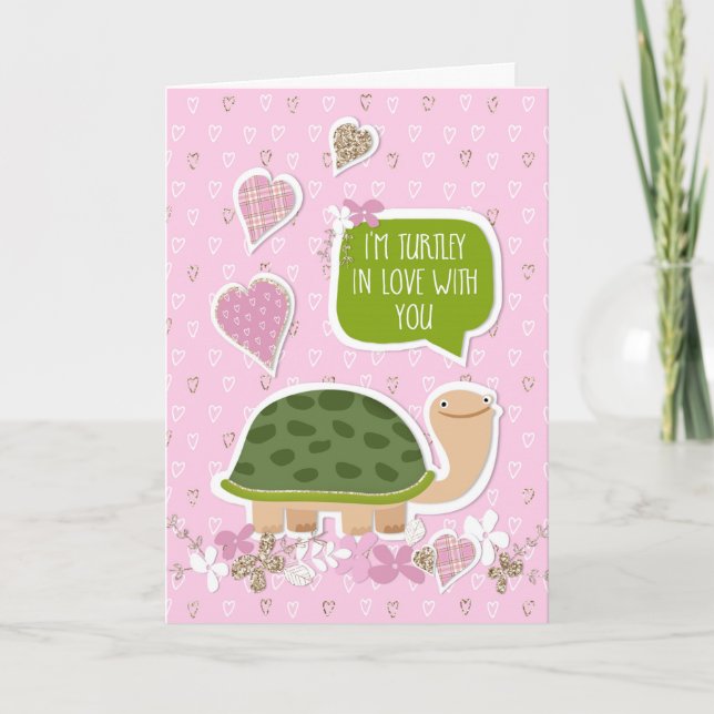 Drôle Carte Saint Valentin - Cartoon de la Tortue  (Devant)