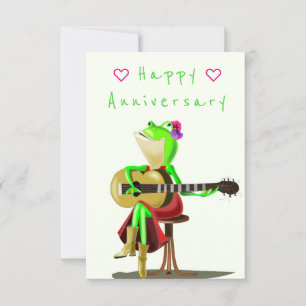 Drôle Cartoon Anniversaire Carte Frog Guitar Joueu