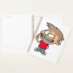 Drôle Cartoon Boy avec Braces Smile