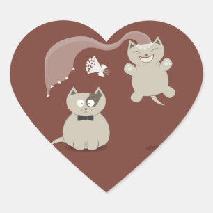 Drôle Cartoon Chats Autocollants de mariage