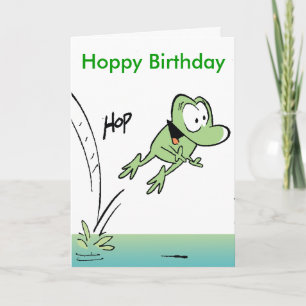 Drôle Cartoon de grenouille Hoppy Carte Anniversai
