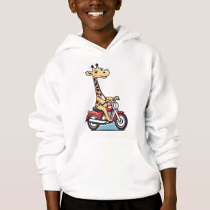 Drôle Cartoon Giraffe À Moto,