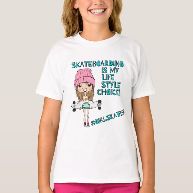 Drôle Cartoon Girl Skater T-shirt / Skateboard (Devant)