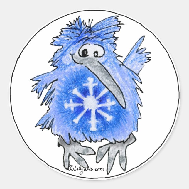 Drôle Cartoon Kiwi Bird 6 Sticker rond (Devant)