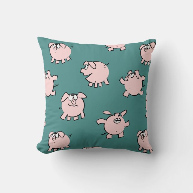 Drôle Cartoon Motif Pig année Choisir Coussin coul (Recto)
