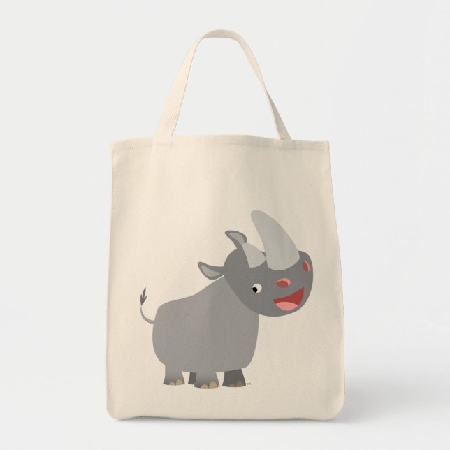 Drôle Cartoon Rhino Sac fourre-tout d'alimentation (Devant)