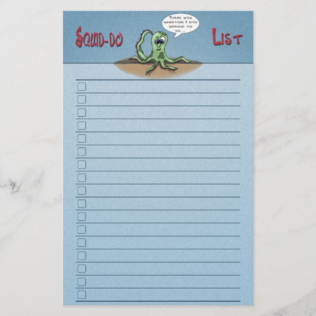 Drôle Cartoon Stationery : Squid-do list case à co (Devant)