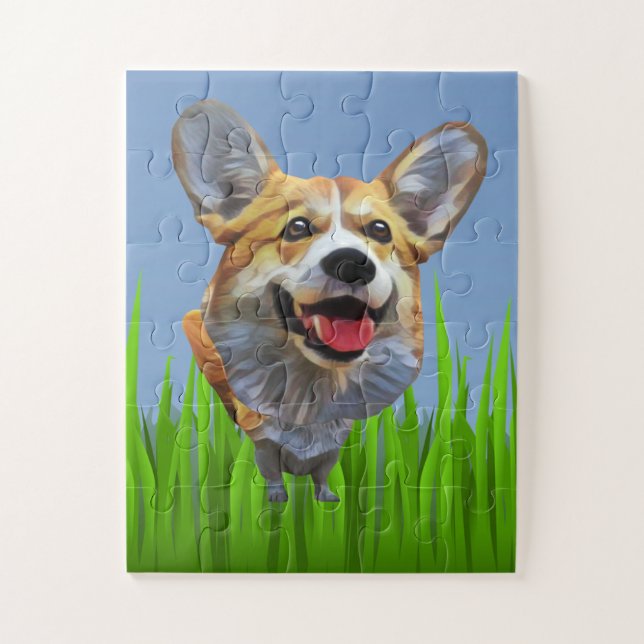 Drôle Cartoon Welsh Corgi Chien 30 Piece Puzzle (Vertical)