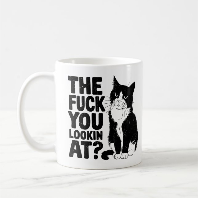 Drôle Cat Café Mug Pour Adulte Drôle Cat Cote (Gauche)