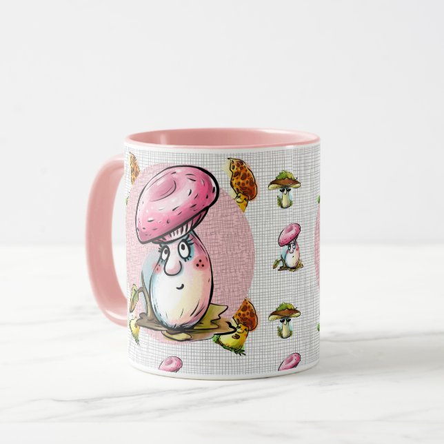 Drôle Champignons caricature Mug (Devant gauche)