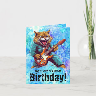 Drôle Chat Anniversaire Musicien Plié Carte de voe