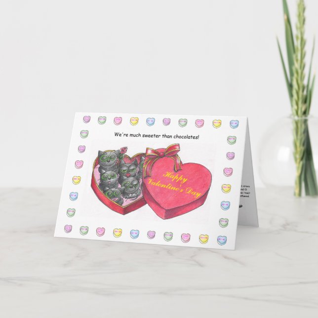 Drôle chat carte Saint Valentin (Devant)