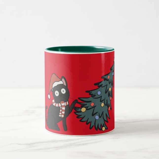 Drôle chat de Noël Mug (Centre)