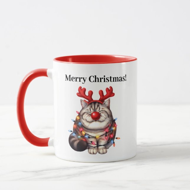 Drôle chat de Noël Mug (Gauche)
