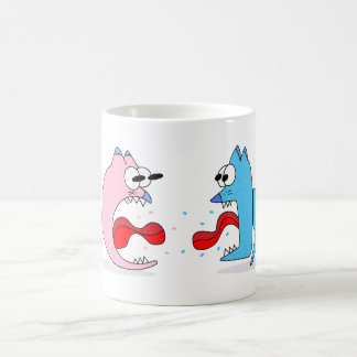 Drôle Chat et Chien combattre Mug