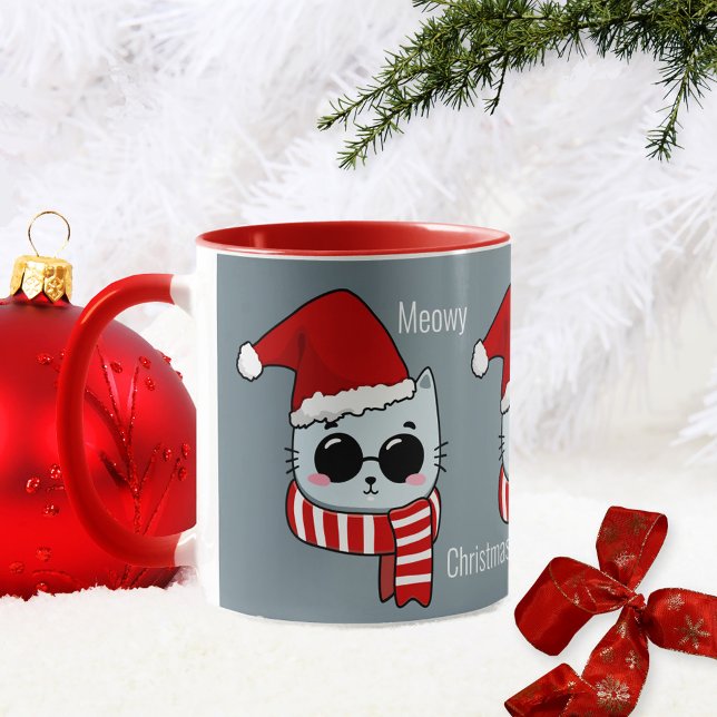 Drôle chat Meowy Mug de Noël (Créateur téléchargé)