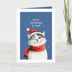 Drôle Chat mignonne Joyeuse Carte de Noël