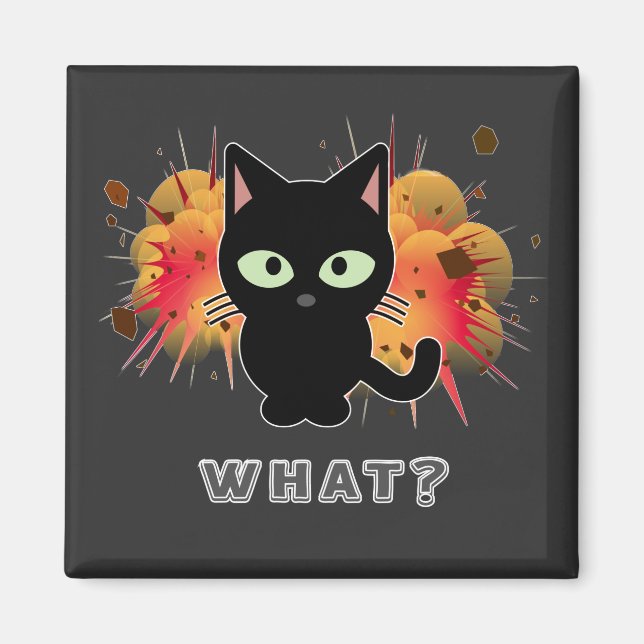 Drôle Chat Noir Quelle Cute Kitten Aimants Humour  (Devant)