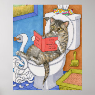 Drôle Chat sur Toilet 535 poster