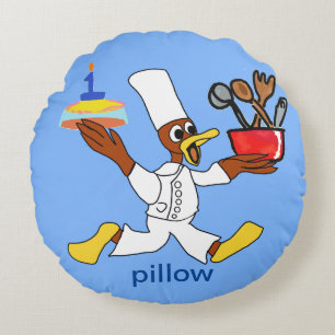 Drôle Chef bleu clair Ducky Kazoo Coussin rond