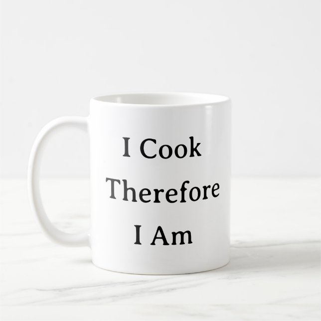 Drôle Chef Citer Mug - Je Cuis Donc Je Suis (Gauche)