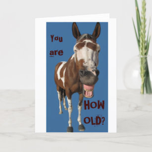 Drôle cheval bâillonnant carte d'anniversaire - Vo