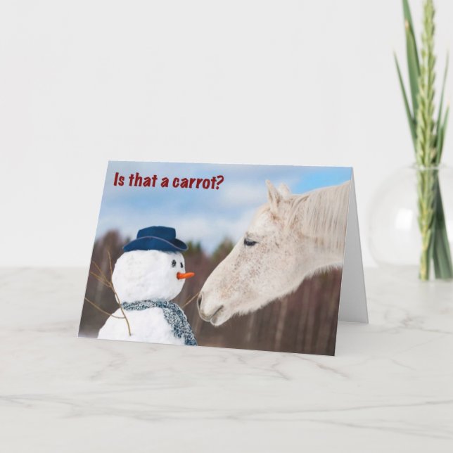 Drôle Cheval et la carte de Noël de Snowman (Devant)