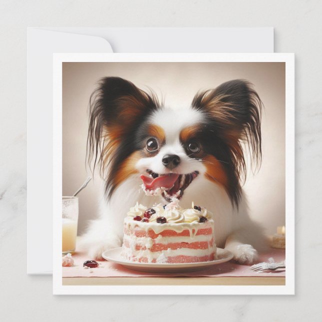 Drôle chien carte d'anniversaire, Papillon anniver (Devant)