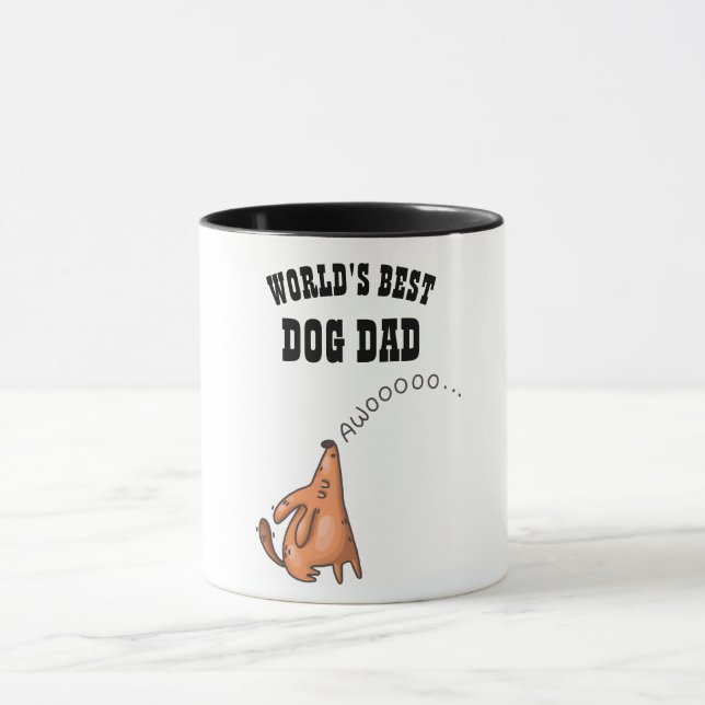 Drôle CHIEN DAD Mug - Mignonne chien hurlant dessi (Centre)