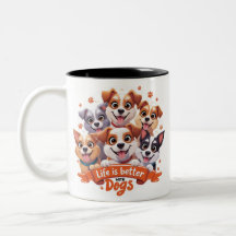 Drôle Chien Mug Wrap Chien Café Amateurs cadeau mi