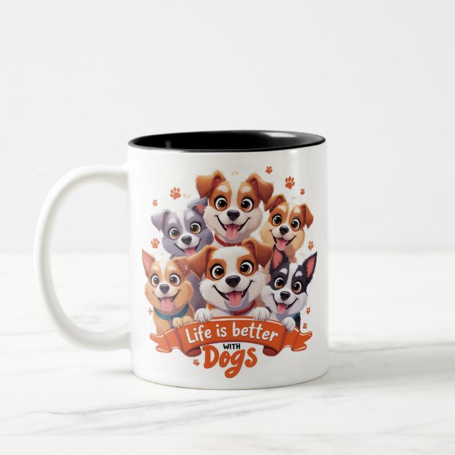 Drôle Chien Mug Wrap Chien Café Amateurs cadeau mi (Gauche)