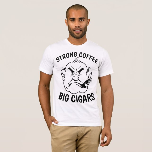 Drôle CIGAR & CAFÉ T-shirts hommes (Devant entier)