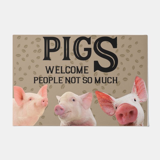 Drôle Cochon Accueil Gens Pas tant de Tapis (Devant)