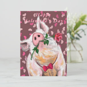 Drôle Cochon Valentine's Day Card Piggy Gentleman