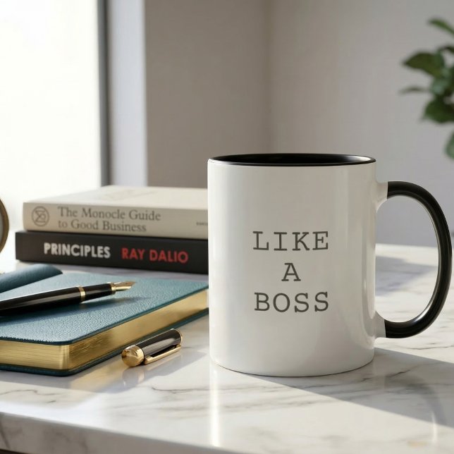 Drôle comme un patron Citation Mug Café Deux Tons (Funny Like a Boss Quote Two Tone Coffee Mug with Cute Motivational Saying!)