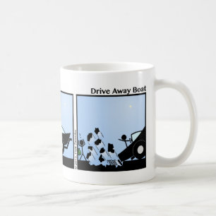 Drôle conduisez loin la tasse de Stickman de