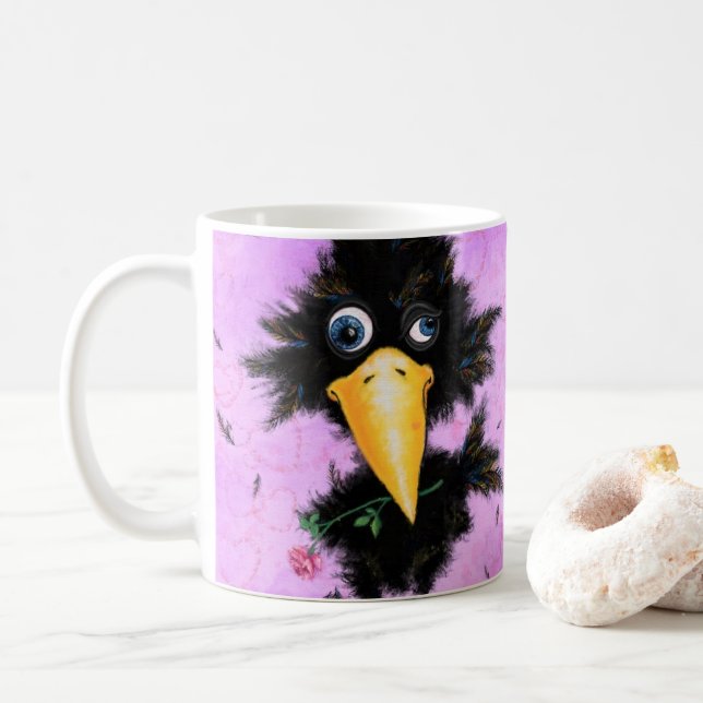 Drôle Corneille de Mug avec Rose (Avec donut)