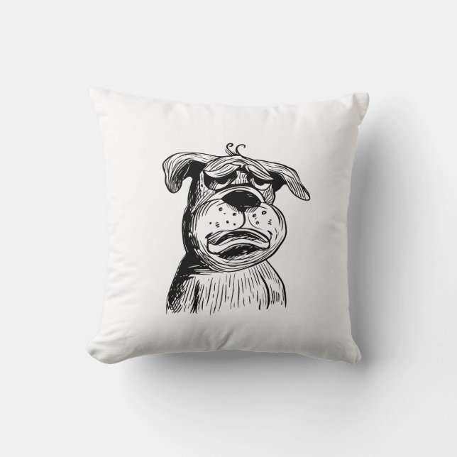 Drôle Coussin Bulldog - "La chatte qui gagne les c (Recto)
