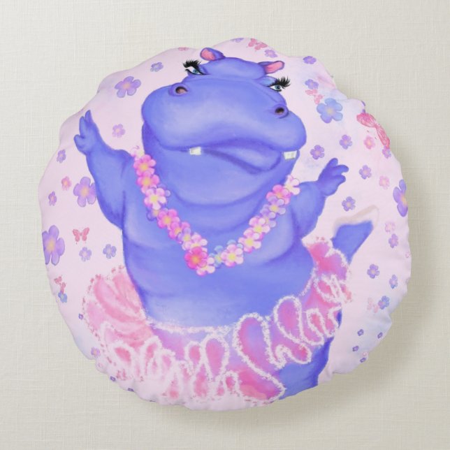 Drôle Coussin Rond Ballerina Hippo Ballet Danseuse (Dos)
