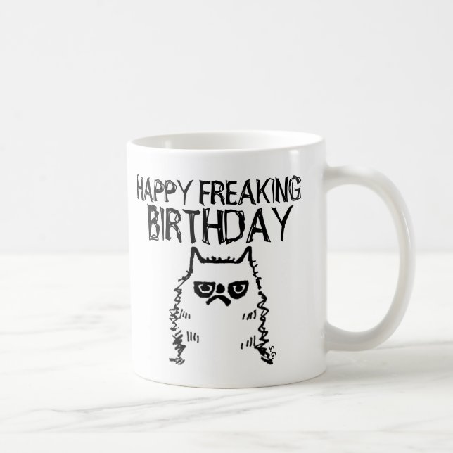 Drôle Cranky Birthday Cat Coffee Mugs (Droite)