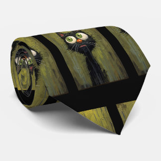 Drôle Cravate de peinture de chats noirs