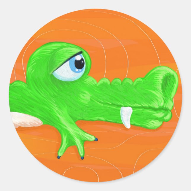 Drôle crocodile peinture, autocollant (Devant)