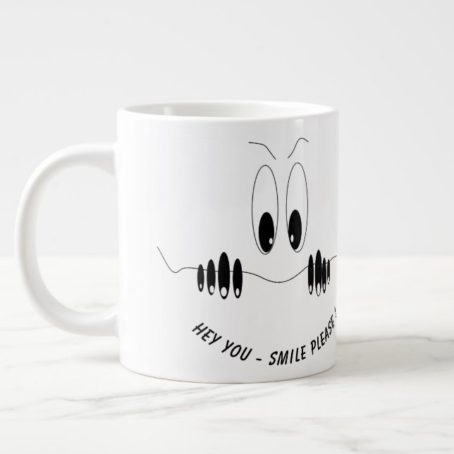 Drôle Curiosity Eyes Coffee Mug Smile (Gauche)