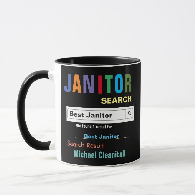 Drôle Custom Meilleure Mug Janitor (Gauche)