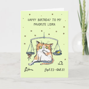 Drôle de carte Balance Zodiaque Chat Signe astrolo
