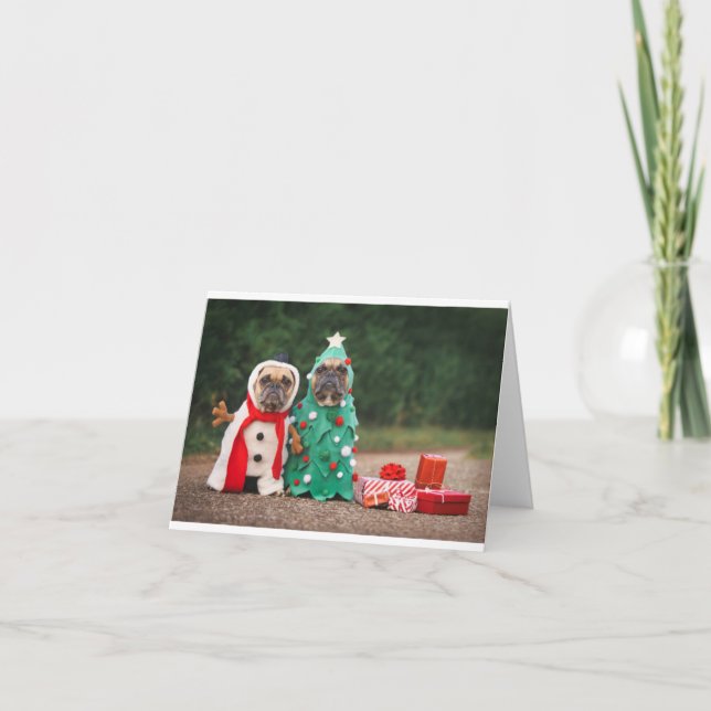 drôle de carte de voeux de chien de Noël mignon (Devant)