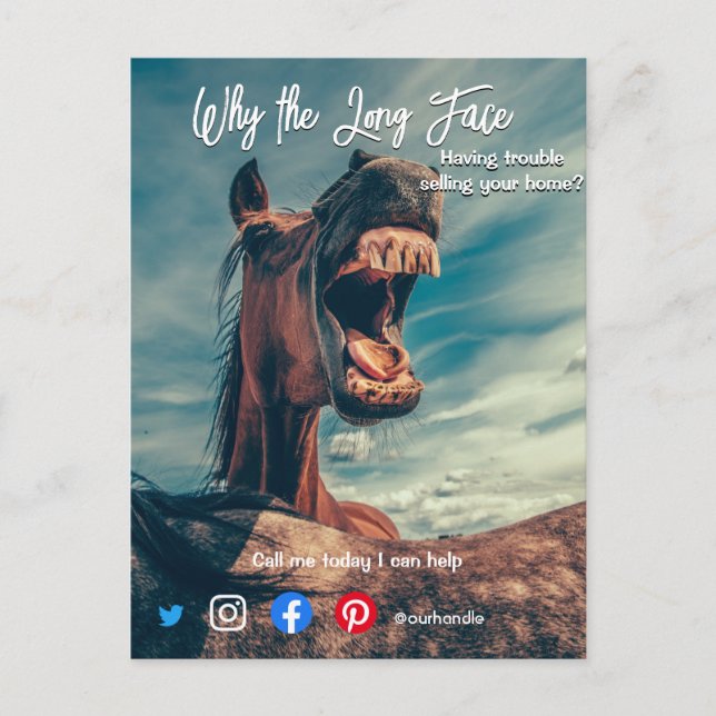 drôle de carte postale de l'immobilier long visage (Devant)