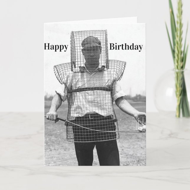drôle de chat de golf carte d'anniversaire (Devant)