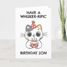 drôle de chat fils cartes d'anniversaire