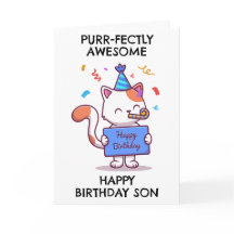 drôle de chat fils cartes d'anniversaire